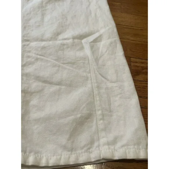 NWT NILI LOTAN Bias Linen/Cotton Pants in White Size 10 3NL135 MSRP $375